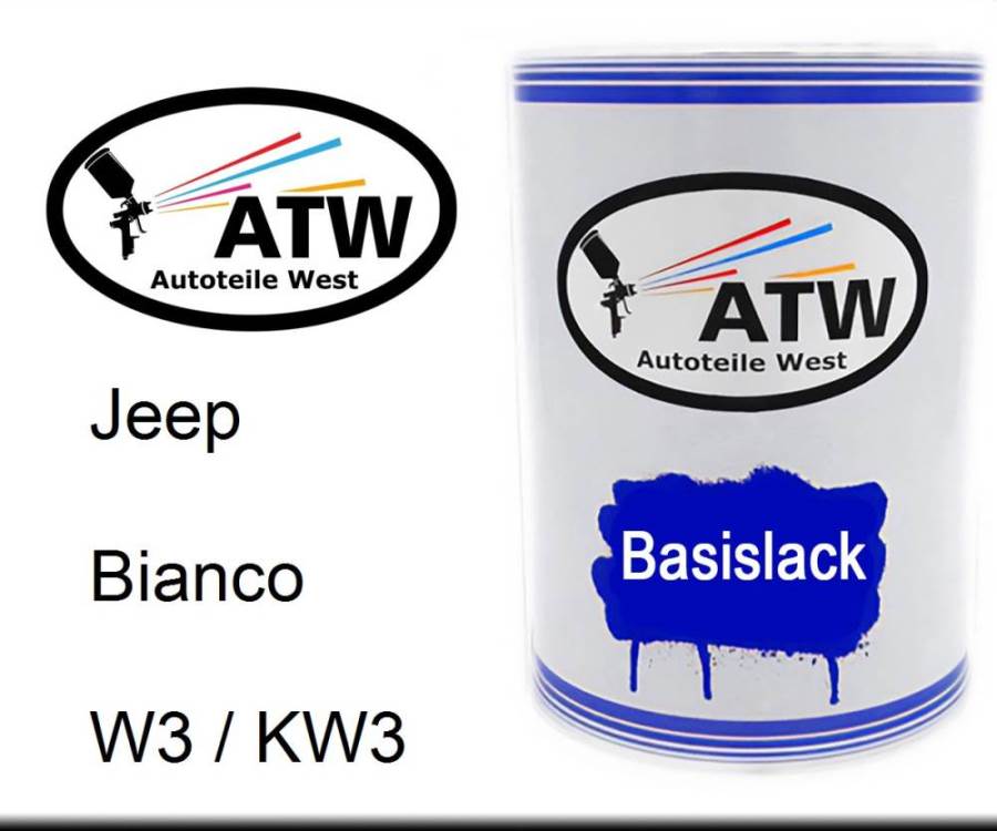 Jeep, Bianco, W3 / KW3: 500ml Lackdose, von ATW Autoteile West.